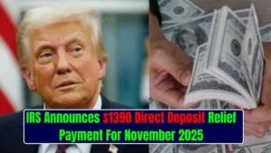 IRS Announces $1390 Direct Deposit Relief Payment For November 2025